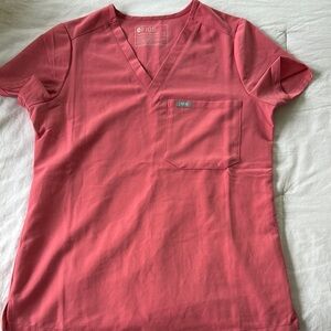 Figs Coral V-Neck Scrub Top